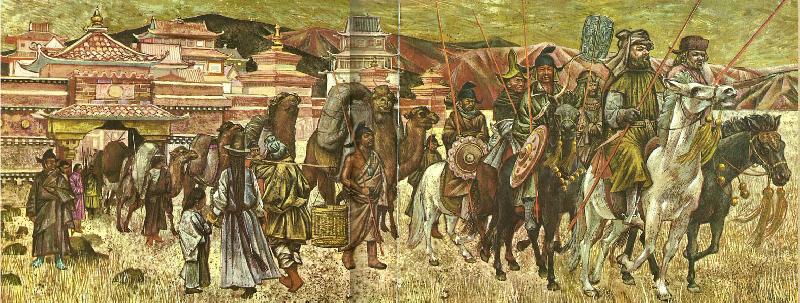 unknow artist en karavan under marco polos ledning ger sig ivag pa ett uppdrag for kublai khans rakning i norra kina oil painting picture